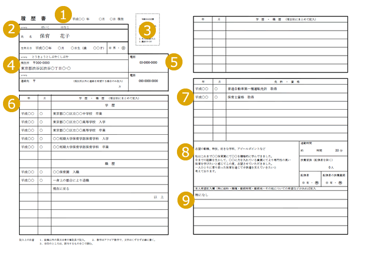 履歴書記入例